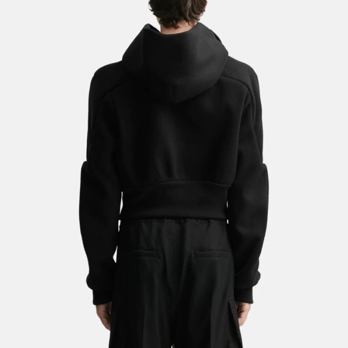 NIGO Rick Owens Cropped Hooded Fligh Jacket Black Virgin Wool Cropped Flight Jacket #nigo332196