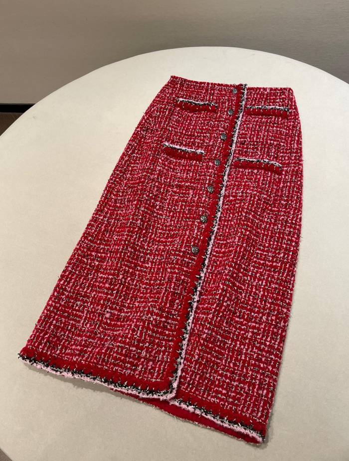 NIGO Chanel Women's Jacket Tweed red Long Skirt Tweed #nigo333453