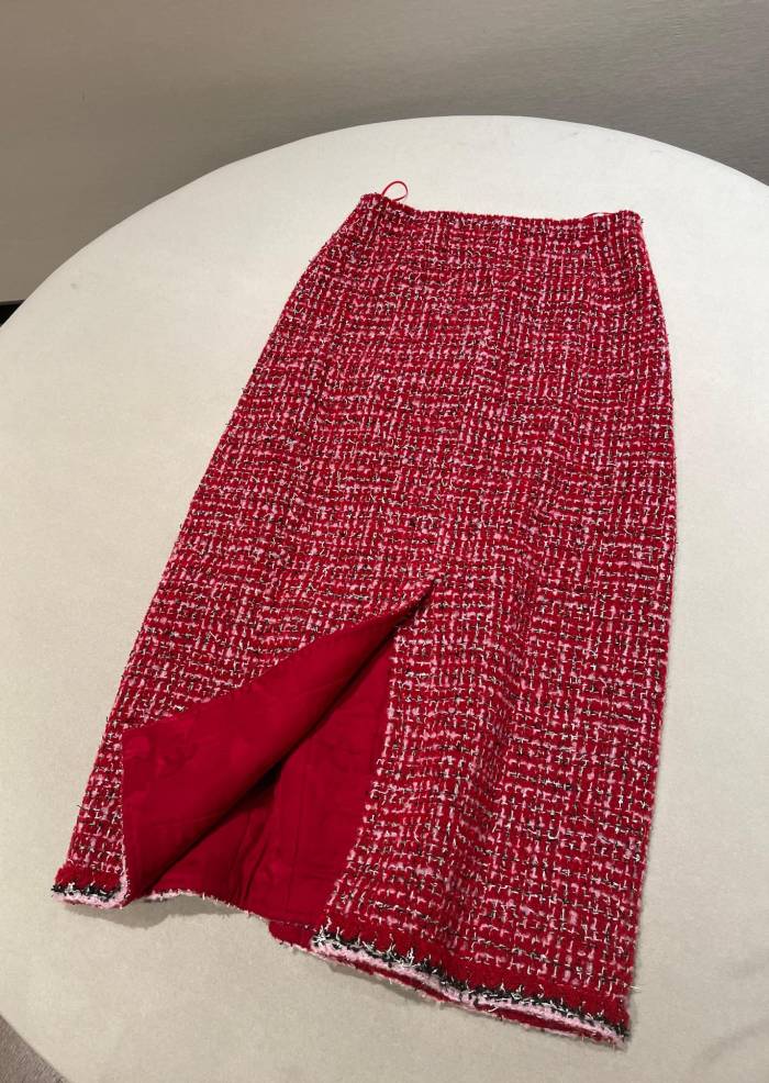 NIGO Chanel Women's Jacket Tweed red Long Skirt Tweed #nigo333453
