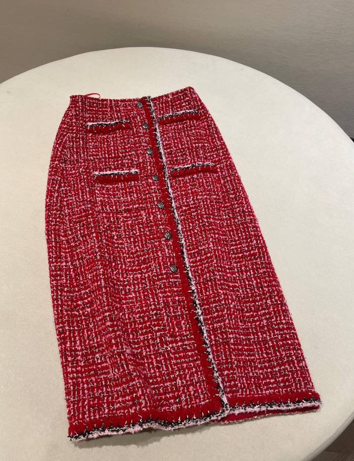 NIGO Chanel Women's Jacket Tweed red Long Skirt Tweed #nigo333453