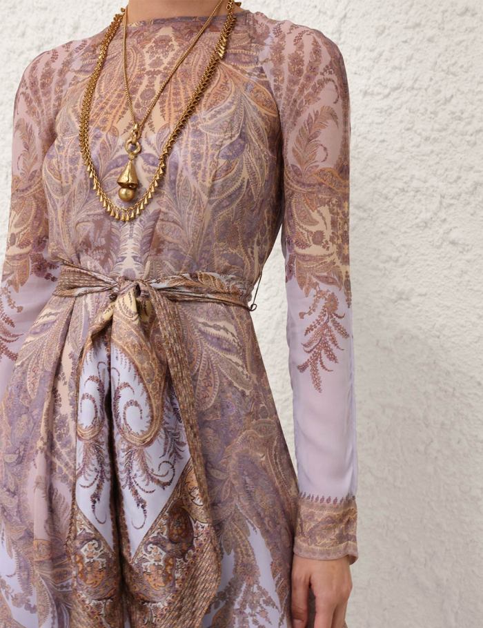 NIGO Zimmermann Hypnotic Sheath Dress Lilac Paisley #nigo327394