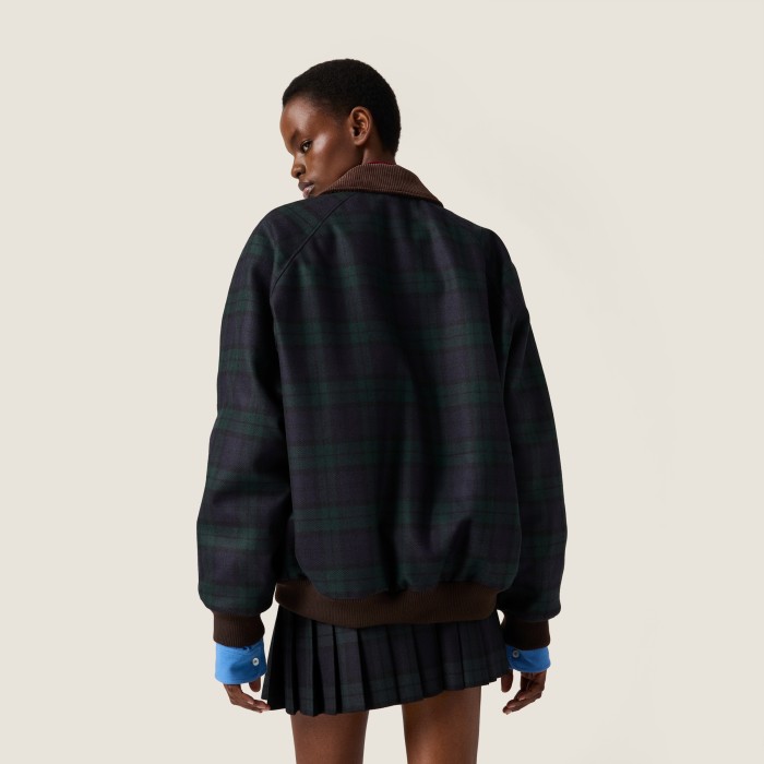 NIGO MiuMiu Women's Blue green Checked Twill Blouson Jacket #nigo333542
