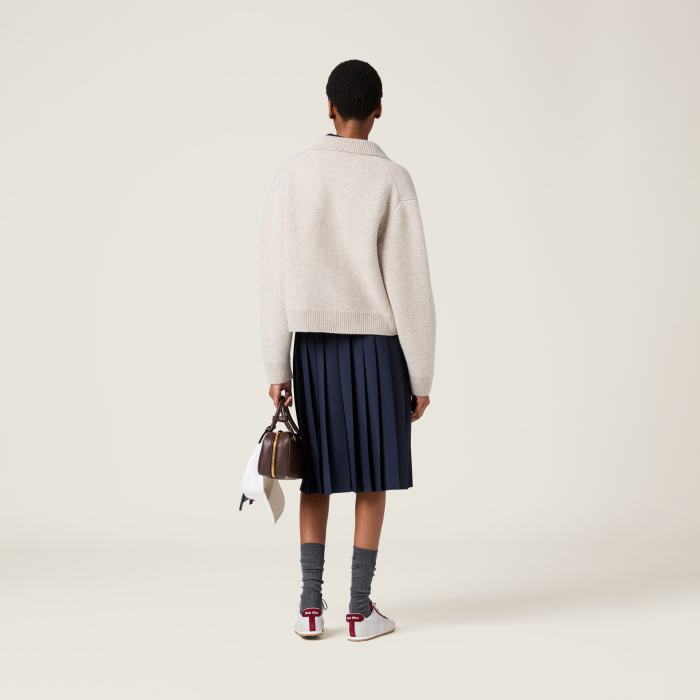 NIGO MiuMiu Sand Beige Shetland Wool And Cashmere Zipper Cardigan #nigo333543