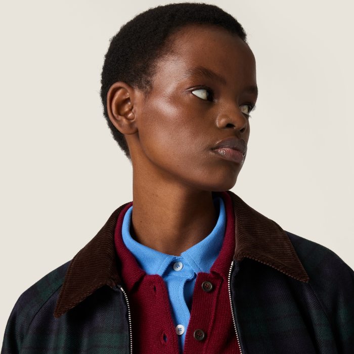 NIGO MiuMiu Women's Blue green Checked Twill Blouson Jacket #nigo333542