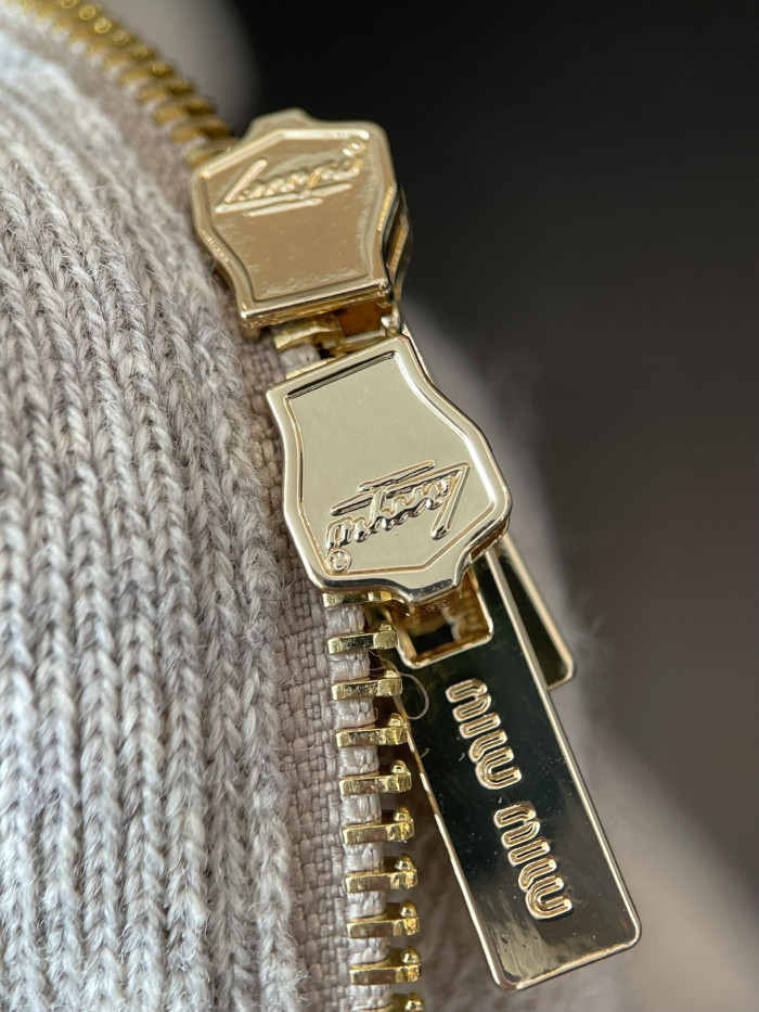 NIGO MiuMiu Sand Beige Shetland Wool And Cashmere Zipper Cardigan #nigo333543