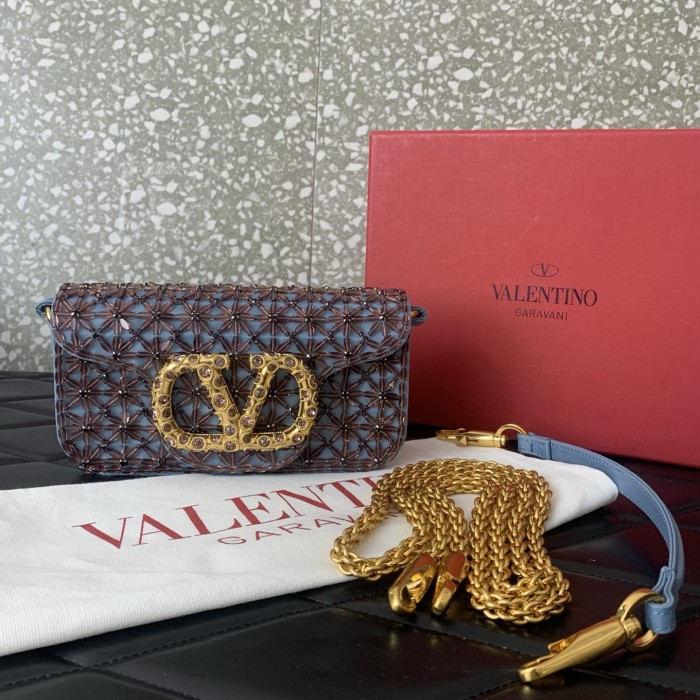 NIGO Valentino Imitation Crystal Decoration V Logo Signature Handbag #nigo333601