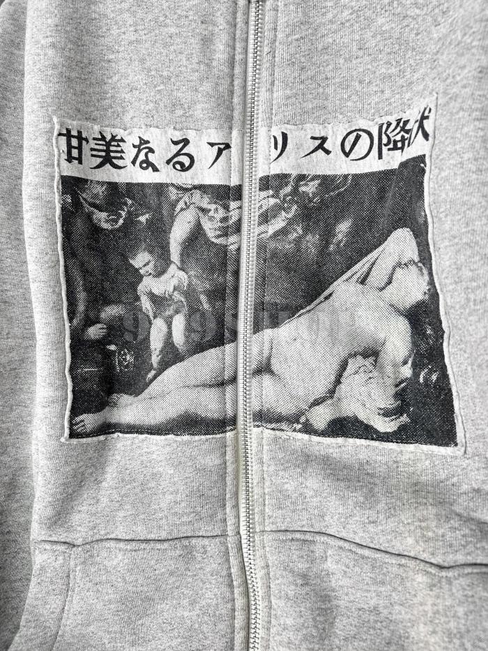 NIGO Enfants Riches Deprimes Fall Alice Patch Distressed Zipper Hooded Sweatshirt #nigo333688