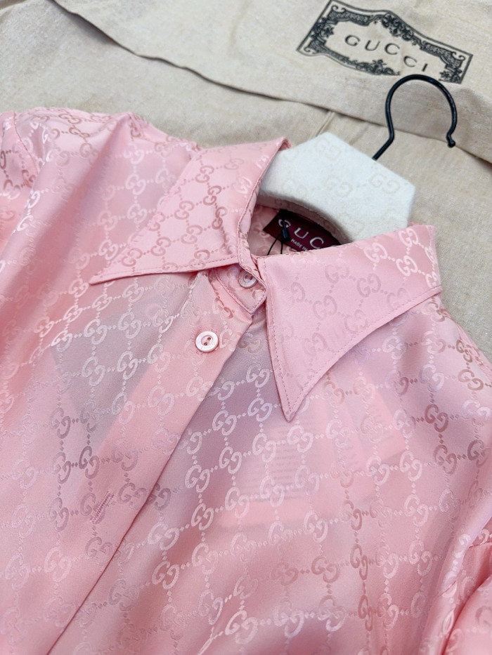 NIGO Gucci GG Silk Jacquard Shirt Pink #nigo333632