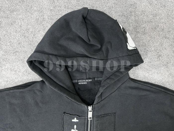 NIGO Enfants Riches Deprimes Nun Distressed Washed Zip Hoodie Sweatshirt #nigo #nigo333686