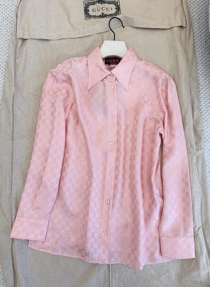 NIGO Gucci GG Silk Jacquard Shirt Pink #nigo333632