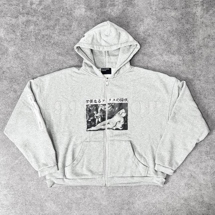 NIGO Enfants Riches Deprimes Fall Alice Patch Distressed Zipper Hooded Sweatshirt #nigo333688