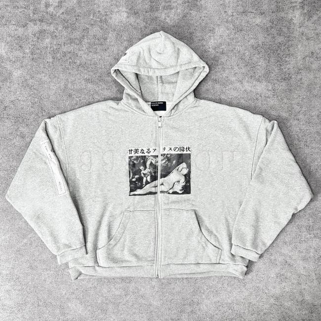 NIGO Enfants Riches Deprimes Fall Alice Patch Distressed Zipper Hooded Sweatshirt #nigo333688