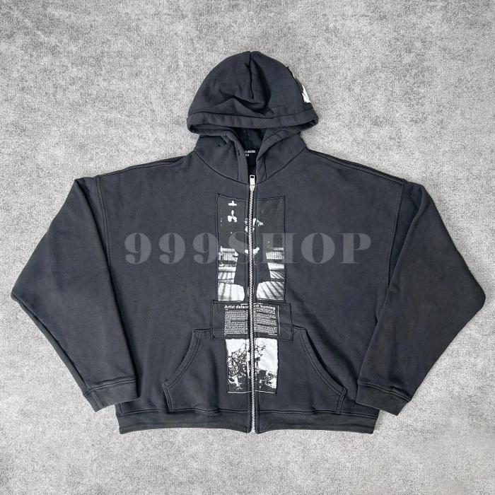 NIGO Enfants Riches Deprimes Nun Distressed Washed Zip Hoodie Sweatshirt #nigo #nigo333686