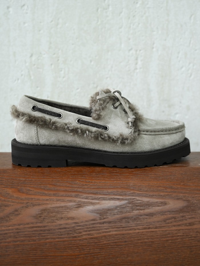 NIGO Brunello Cucinelli Bead Embellished Shearling Trimmed Suede Loafers #nigo333658