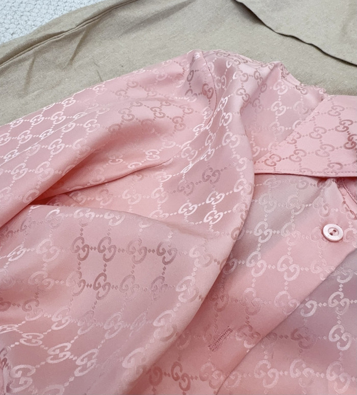 NIGO Gucci GG Silk Jacquard Shirt Pink #nigo333632