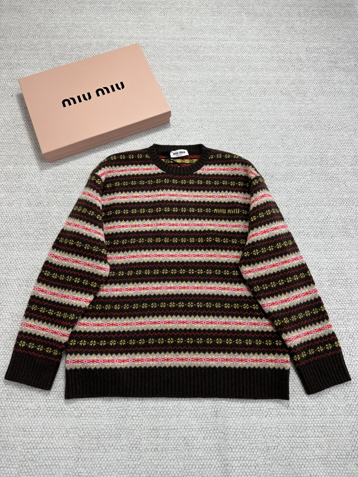 NIGO MiuMiu Dark Brown Wool Crew Neck Sweater #nigo333710