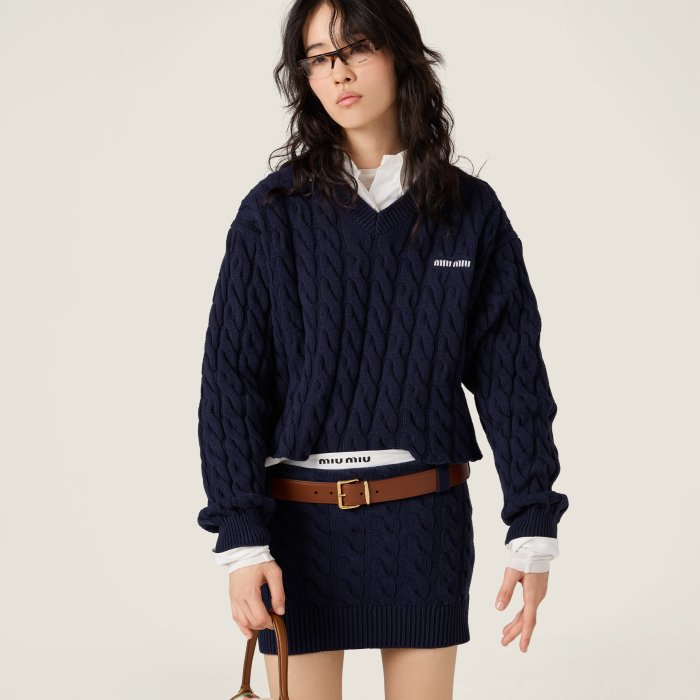 NIGO MiuMiu Blue Wool Sweater Skirt #nigo333760