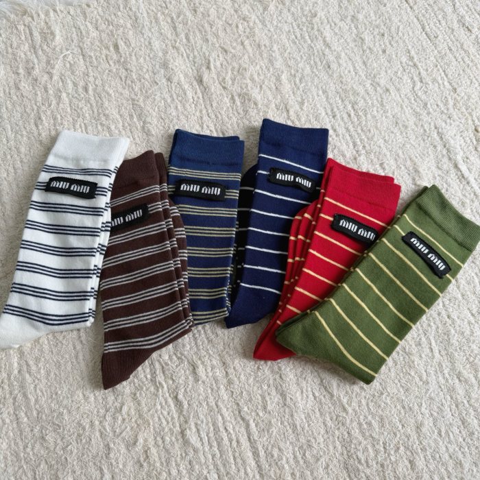 NIGO MiuMiu Contrast Striped Calf Socks #nigo330895