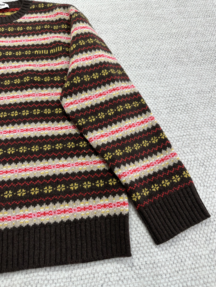 NIGO MiuMiu Dark Brown Wool Crew Neck Sweater #nigo333710