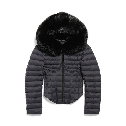 NIGO Balenciaga Women's Hooded Corseted Puffer Black #nigo333731