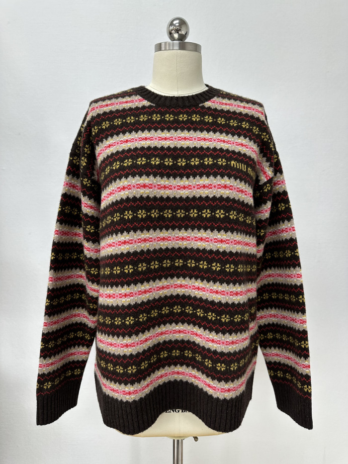 NIGO MiuMiu Dark Brown Wool Crew Neck Sweater #nigo333710