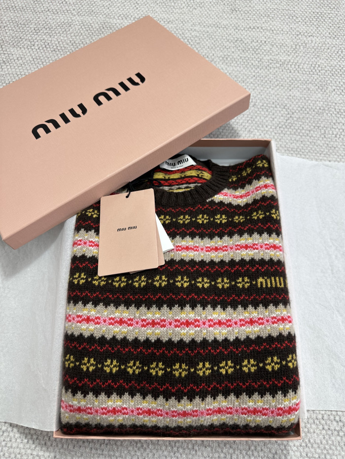 NIGO MiuMiu Dark Brown Wool Crew Neck Sweater #nigo333710