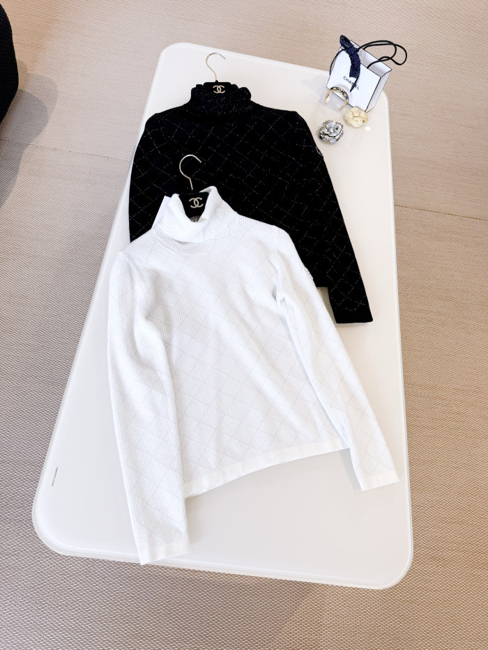NIGO Chanel Turtleneck Pullove Sequined Wool Black Gold Silve #nigo333816