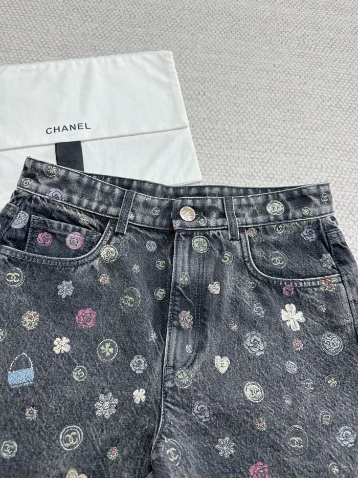 NIGO Chanel Shorts Laminated Denim Dark Gray Multicolo #nigo333930