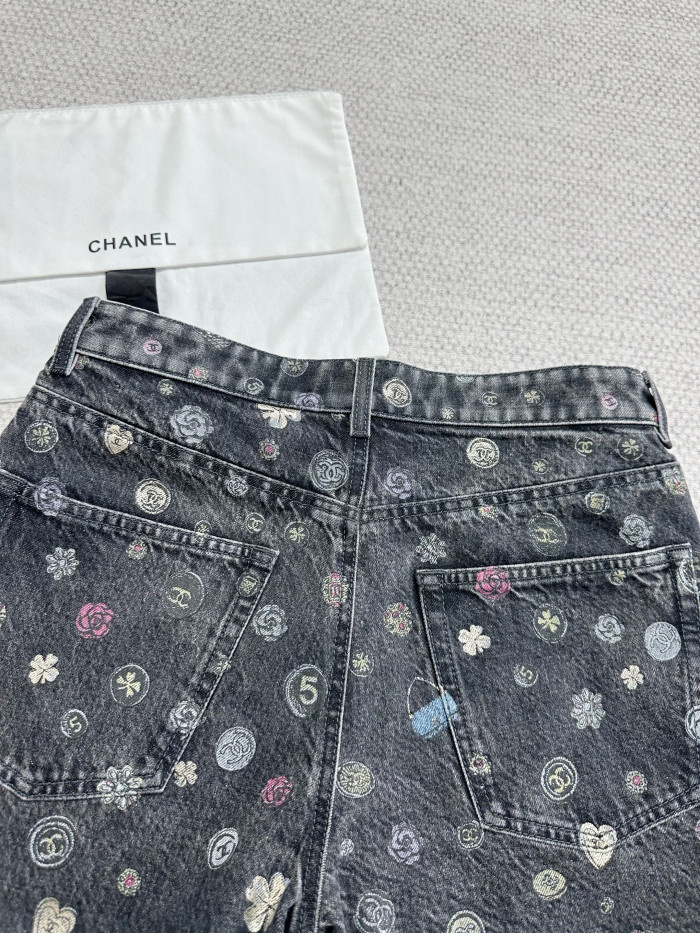 NIGO Chanel Shorts Laminated Denim Dark Gray Multicolo #nigo333930