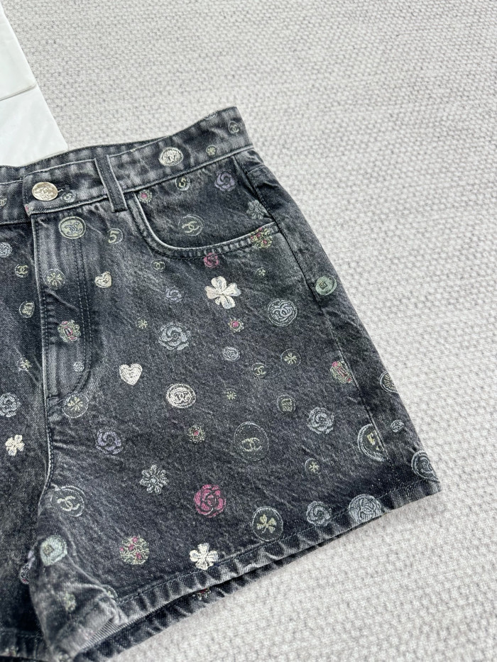 NIGO Chanel Shorts Laminated Denim Dark Gray Multicolo #nigo333930