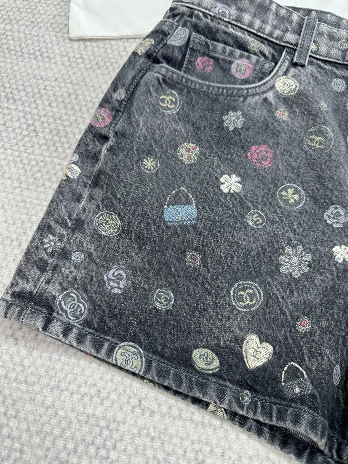 NIGO Chanel Shorts Laminated Denim Dark Gray Multicolo #nigo333930