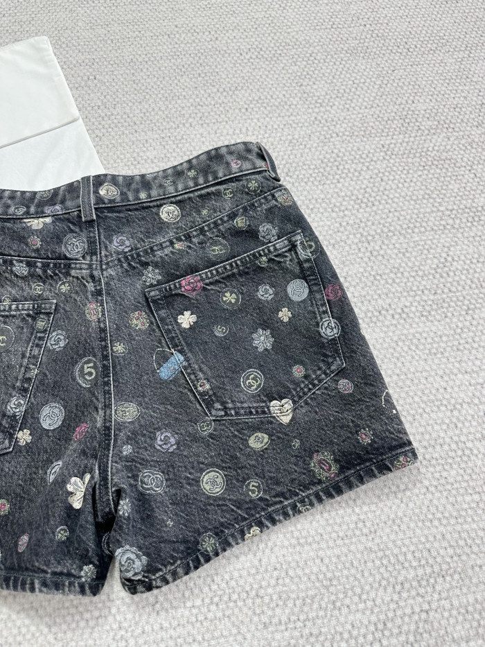 NIGO Chanel Shorts Laminated Denim Dark Gray Multicolo #nigo333930