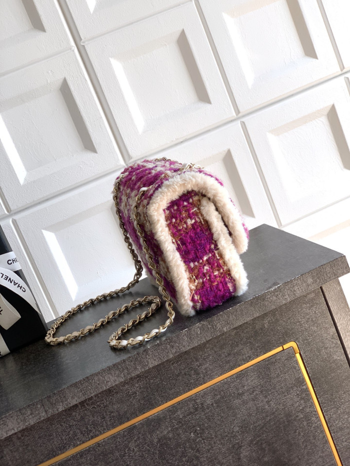 NIGO Chanel Large Flap Bag Tweed Shearling Lambskin #nigo333980