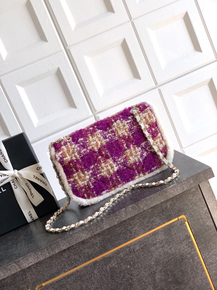 NIGO Chanel Large Flap Bag Tweed Shearling Lambskin #nigo333980
