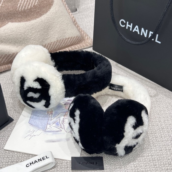NIGO Chanel Earmuffs Shearling Lambskin Black Ecru #nigo333993