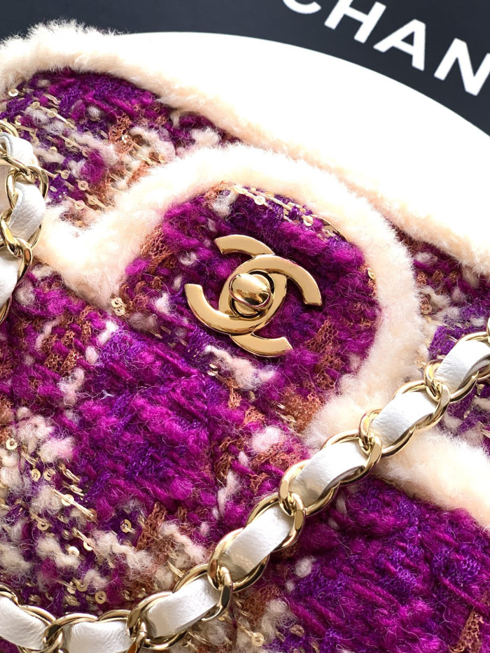 NIGO Chanel Large Flap Bag Tweed Shearling Lambskin #nigo333980