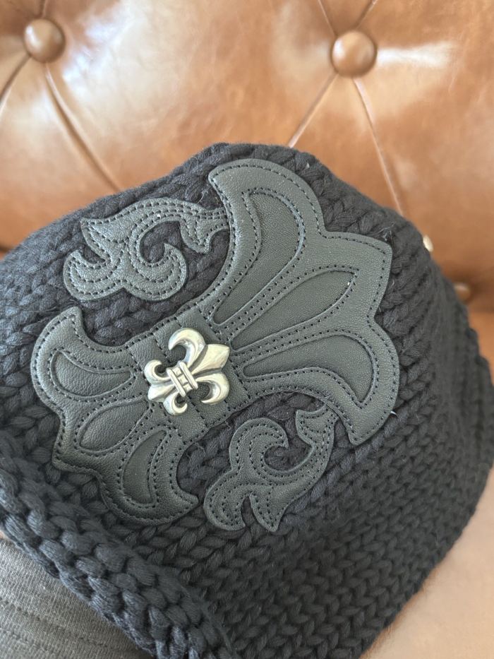 NIGO Chrome Hearts Sterling Silver Leather Trimmed Cold Cap #nigo333976