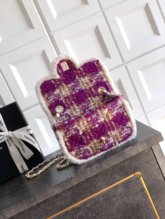 NIGO Chanel Large Flap Bag Tweed Shearling Lambskin #nigo333980