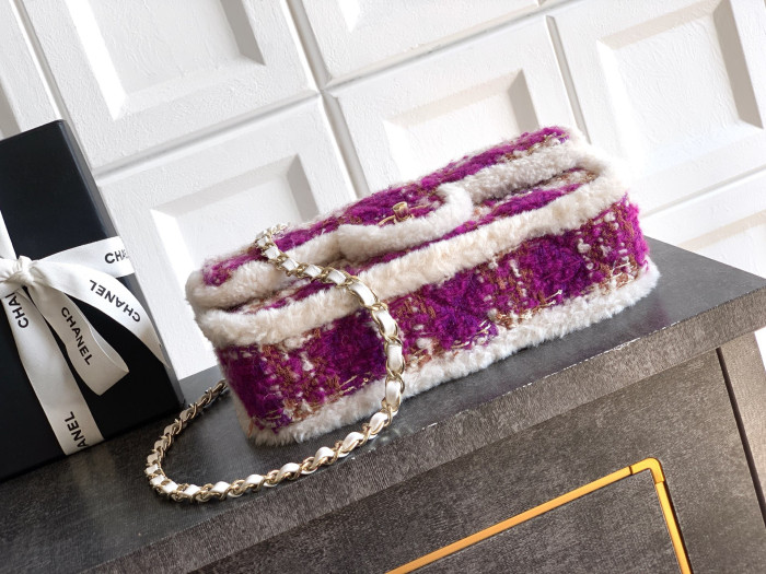 NIGO Chanel Large Flap Bag Tweed Shearling Lambskin #nigo333980