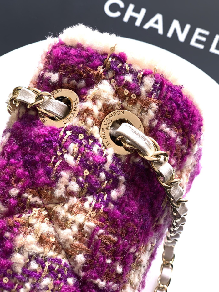 NIGO Chanel Large Flap Bag Tweed Shearling Lambskin #nigo333980