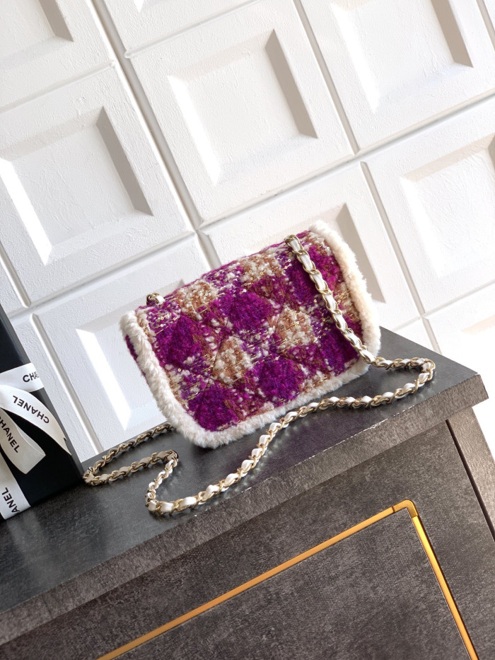 NIGO Chanel Large Flap Bag Tweed Shearling Lambskin #nigo333980