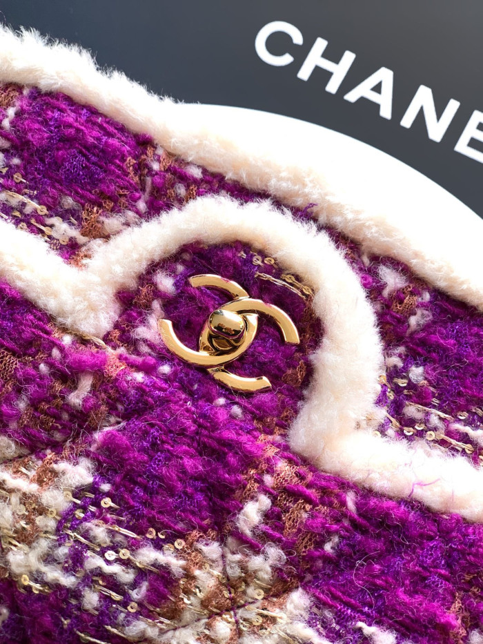 NIGO Chanel Large Flap Bag Tweed Shearling Lambskin #nigo333980
