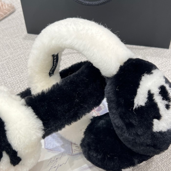 NIGO Chanel Earmuffs Shearling Lambskin Black Ecru #nigo333993