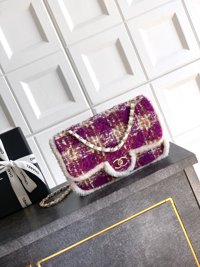 NIGO Chanel Large Flap Bag Tweed Shearling Lambskin #nigo333980