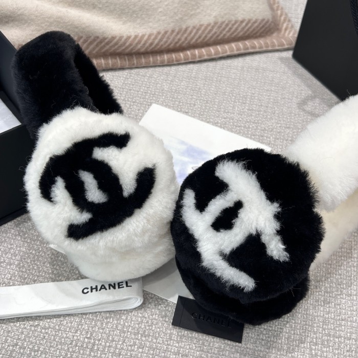 NIGO Chanel Earmuffs Shearling Lambskin Black Ecru #nigo333993