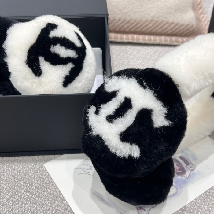 NIGO Chanel Earmuffs Shearling Lambskin Black Ecru #nigo333993