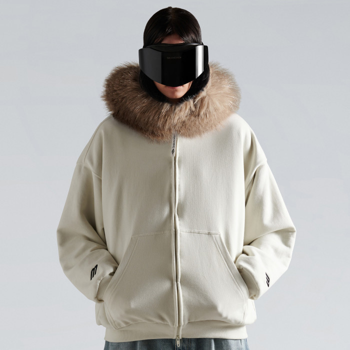 NIGO Balenciaga Fluffy Hoodie Washed Black Zipper Hooded Sweatshirt #nigo333184