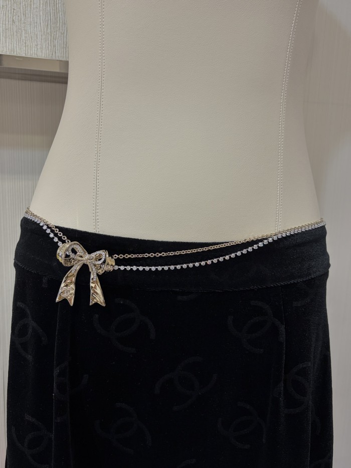 NIGO Chanel Chain Belt Metal Strass Silver Gold Crysta #nigo334054