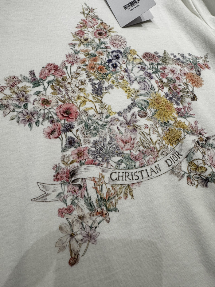 NIGO Dior Dior Star Pattern Floral Cotton-blend Jersey Crew Neck Short Sleeves #nigo334133