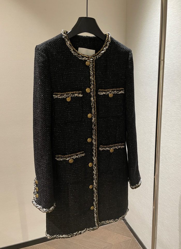 NIGO Chanel Four-pocket Long Coat in Fine Shiny Tweed #nigo334124